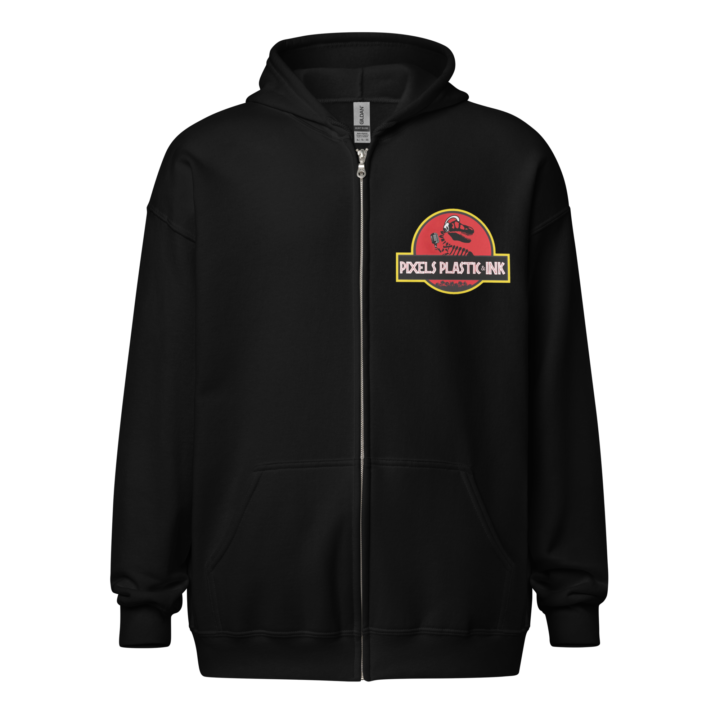 Jurassic Pixels Plastic Ink Zip Hoodie