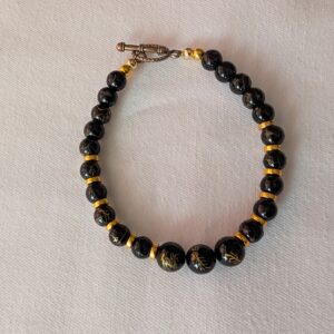 Black & Gold Dragon Beaded Bracelet