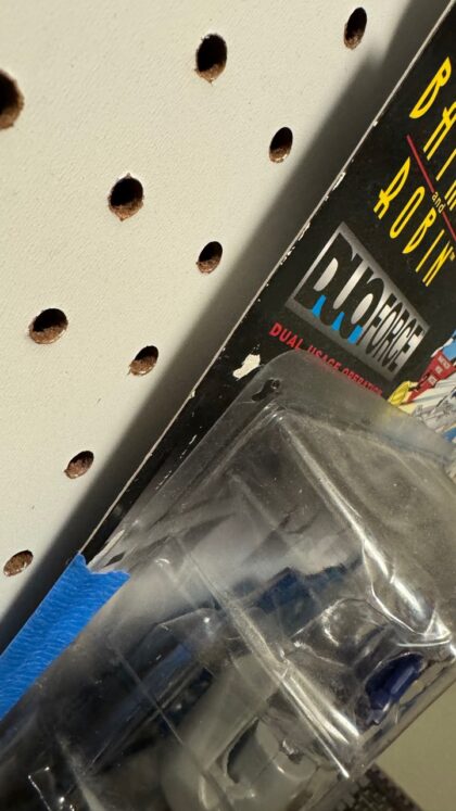 Kenner Batman Duo Force Batgirl packaging, side damage detail